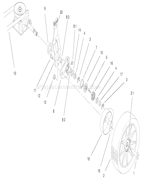 Toro 20711 (200000001-200999999)(2000) Lawn Mower Rear Axle Assembly Diagram