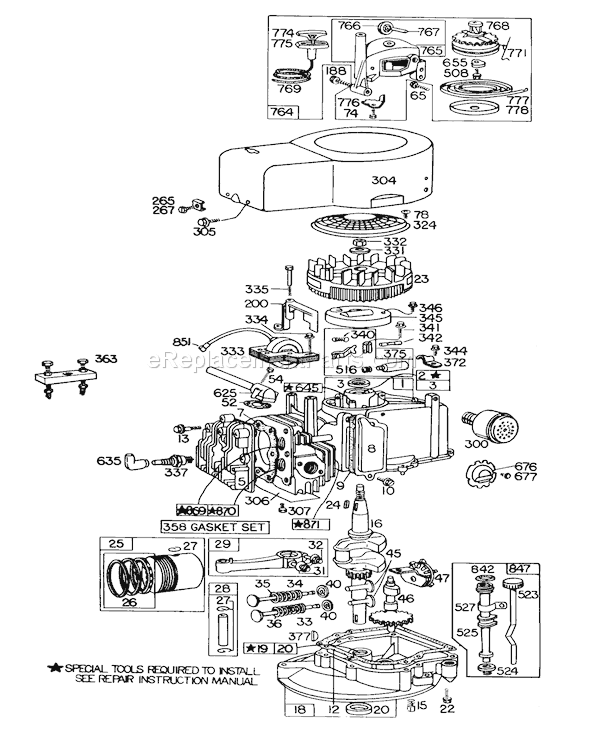 Toro 20750 (8000001-8999999)(1978) Lawn Mower Engine Diagram