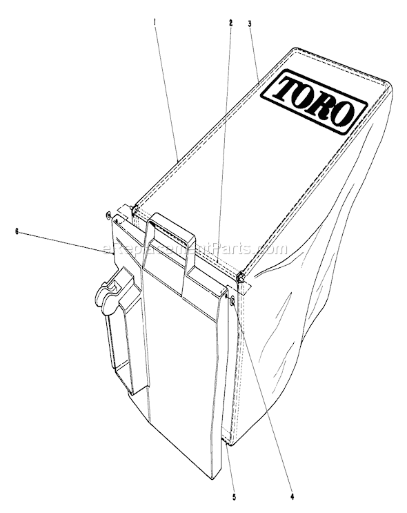 Toro 20762C (6000001-6999999)(1986) Lawn Mower Grass Bag Assembly Diagram