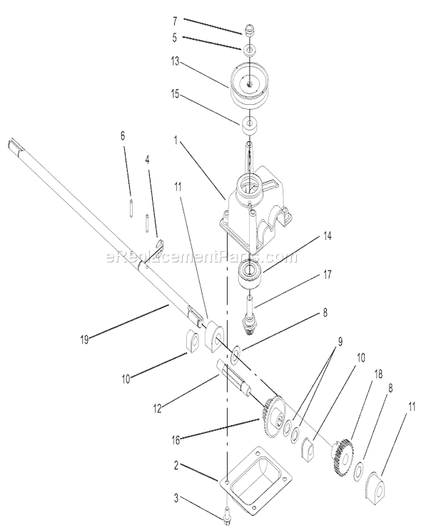 Toro 20781 (250000001-250999999)(2005) Lawn Mower Gear Case Assembly No. 104-7674 Diagram