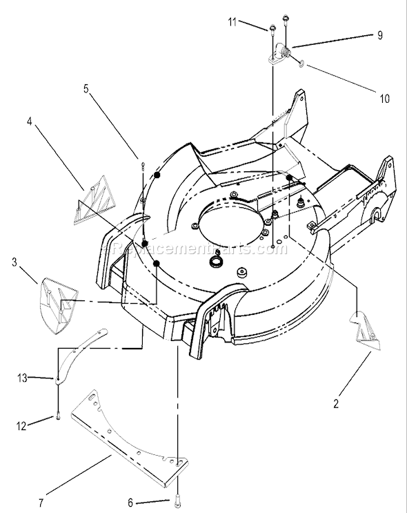 Toro 20781 (250000001-250999999)(2005) Lawn Mower Housing, Kicker, and Washout Assembly No. 105-1309 Diagram