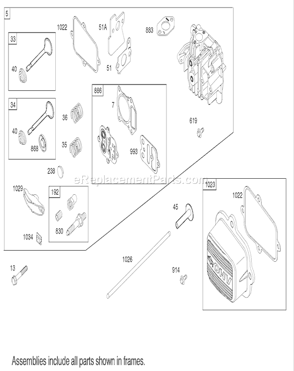 Toro 20783 (220000001-220999999)(2002) Lawn Mower Cylinder Head Assembly Briggs and Stratton Model 122602-0120-E1 Diagram