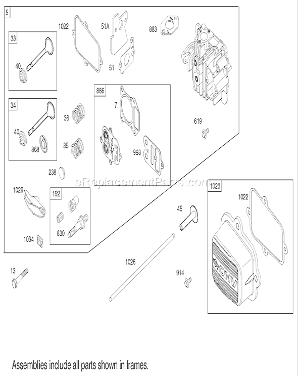 Toro 20783 (220000001-220999999)(2002) Lawn Mower Cylinder Head Assembly Briggs and Stratton Model 122607-0116-E1 Diagram