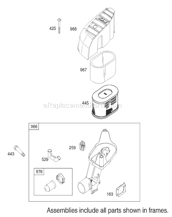 Toro 20783 (220000001-220999999)(2002) Lawn Mower Air Cleaner Assembly Briggs and Stratton Model 122607-0116-E1 Diagram