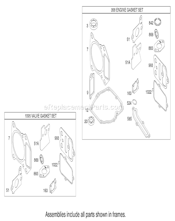 Toro 20783 (220000001-220999999)(2002) Lawn Mower Gasket Assembly Briggs and Stratton Model 122602-0120-E1 Diagram