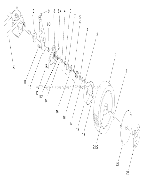 Toro 20783 (220000001-220999999)(2002) Lawn Mower Gear Case and Wheel Assembly Diagram