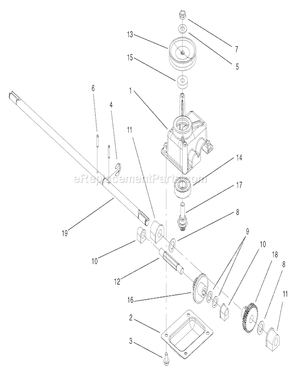 Toro 20783 (220000001-220999999)(2002) Lawn Mower Gear Case Assembly No. 104-7618 Diagram