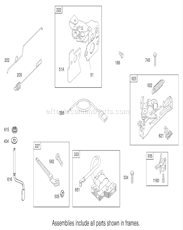 Toro 20783 (220000001-220999999)(2002) Lawn Mower Governor Assembly Briggs and Stratton Model 122607-0116-E1 Diagram