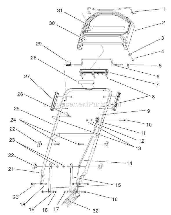 Toro 20783 (220000001-220999999)(2002) Lawn Mower Handle and Control Assembly Diagram