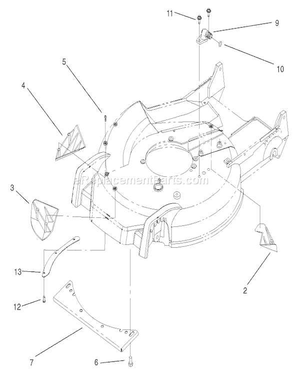 Toro 20783 (220000001-220999999)(2002) Lawn Mower Housing, Kicker, and Washout Assembly No. 105-1309 Diagram