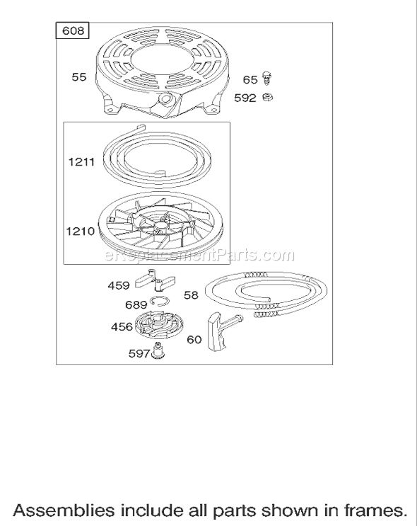 Toro 20783 (220000001-220999999)(2002) Lawn Mower Starter Assembly Briggs and Stratton Model 122607-0116-E1 Diagram