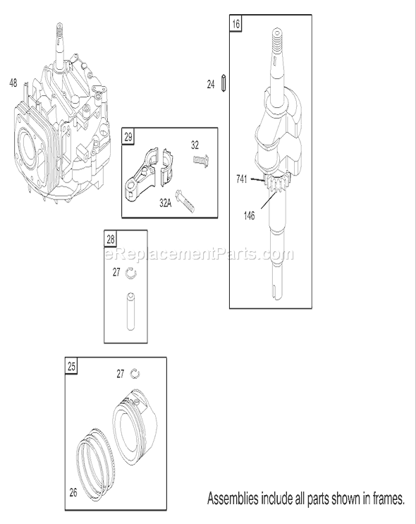 Toro 20783 (230000001-230002003)(2003) Lawn Mower Crankshaft Assembly Briggs and Stratton Model 122607-0116-E1 Diagram