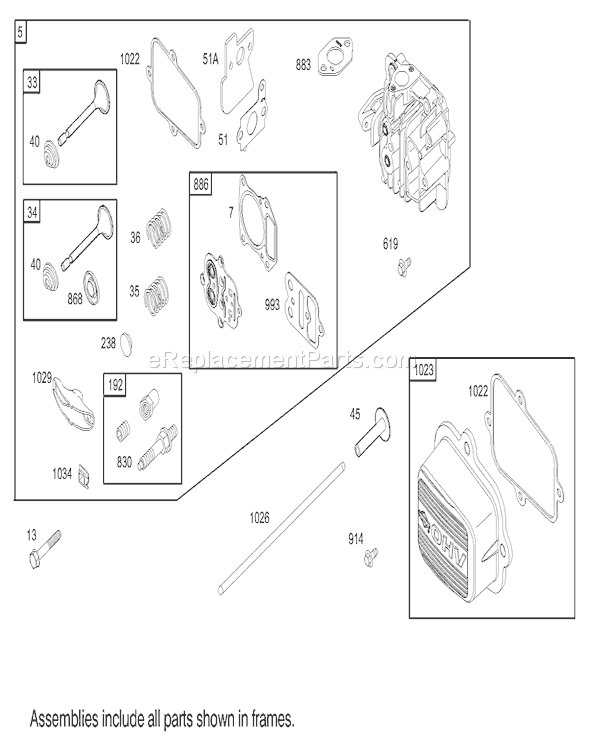 Toro 20783 (230000001-230002003)(2003) Lawn Mower Cylinder Head Assembly Briggs and Stratton Model 122602-0120-E1 Diagram