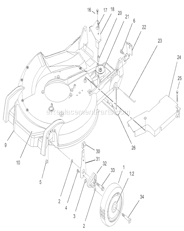 Toro 20783 (230000001-230002003)(2003) Lawn Mower Deck and Wheel Assembly Diagram