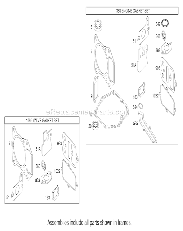 Toro 20783 (230000001-230002003)(2003) Lawn Mower Gasket Assembly Briggs and Stratton Model 122607-0116-E1 Diagram