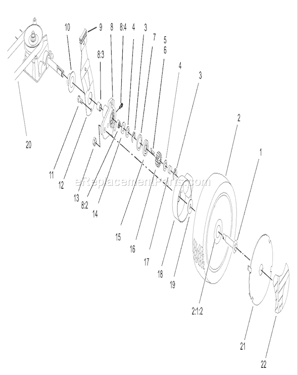 Toro 20783 (230000001-230002003)(2003) Lawn Mower Gear Case and Wheel Assembly Diagram