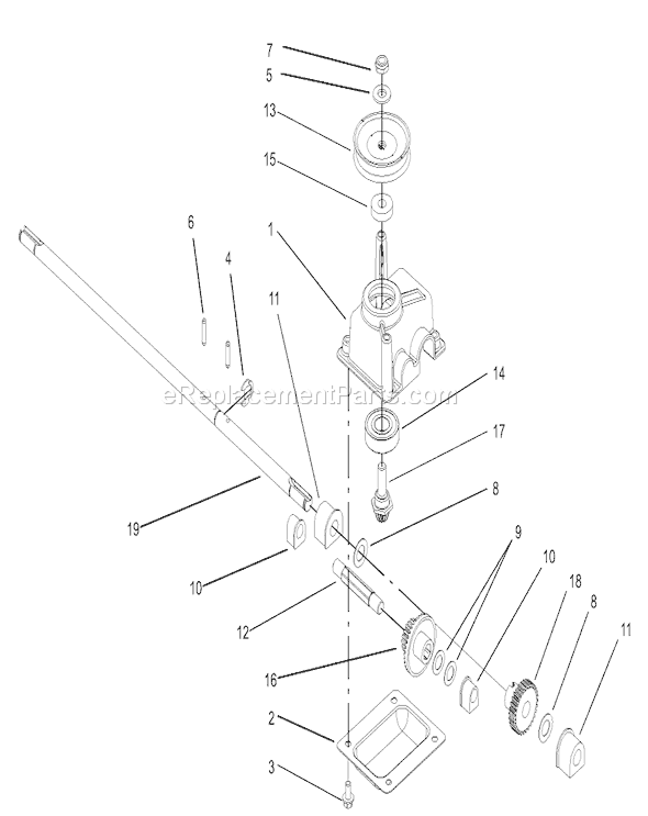 Toro 20783 (230000001-230002003)(2003) Lawn Mower Gear Case Assembly No. 104-7674 Diagram