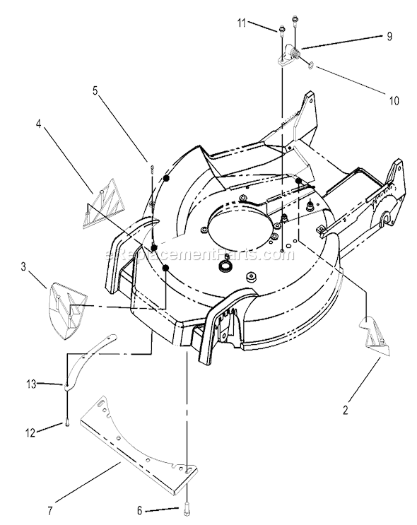 Toro 20783 (230000001-230002003)(2003) Lawn Mower Housing, Kicker, and Washout Assembly No. 105-1309 Diagram