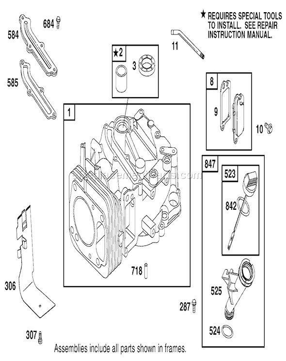 Toro 20789 (210000001-210999999)(2001) Lawn Mower Cylinder Assembly Engine Gts 200 (Only On: 20791) Diagram