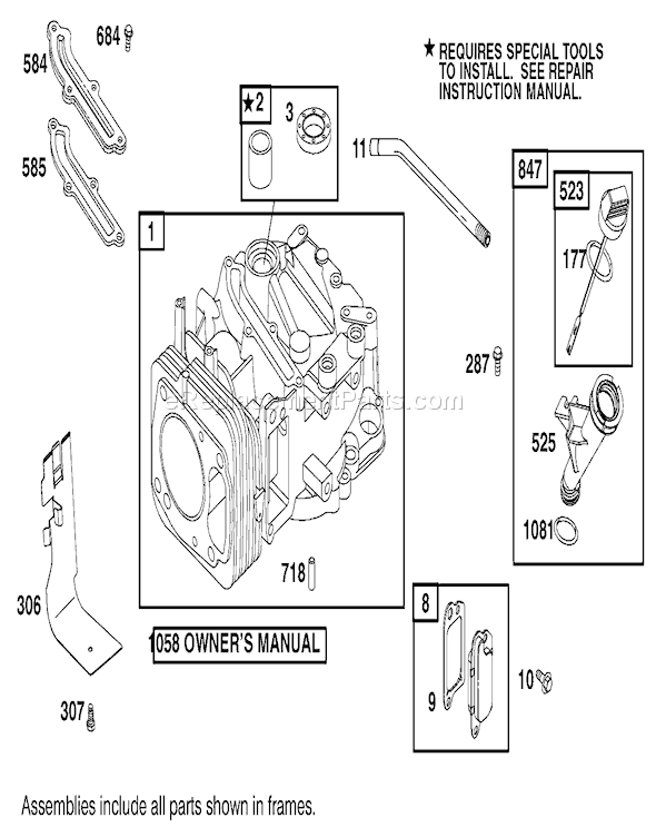 Toro 20789 (210000001-210999999)(2001) Lawn Mower Cylinder Assembly Engine Gts 200 (Only On: 20789) Diagram