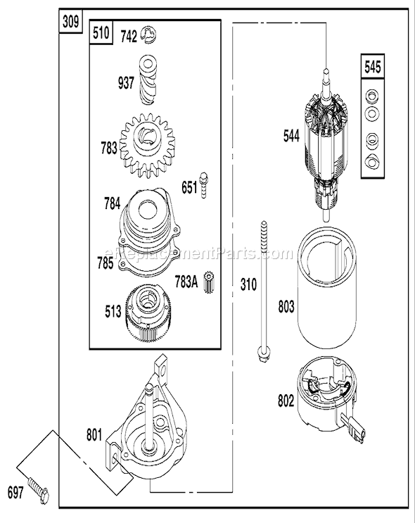 Toro 20791 (220000001-220999999)(2002) Lawn Mower Starter Motor Assembly Engine Gts 200 (Only On: 20791) Diagram