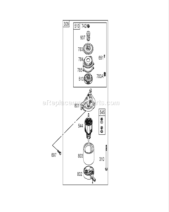 Toro 20795 (260000001-260999999)(2006) Lawn Mower Electric Starter Assembly Briggs and Stratton 125k07-0195-E1 Diagram