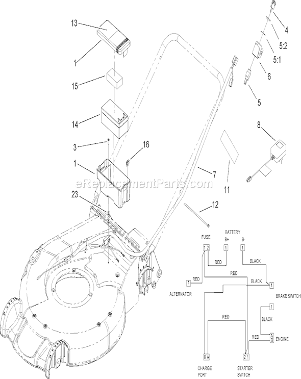 Toro 20796 (270000001-270999999)(2007) Lawn Mower Electrical Assembly Diagram
