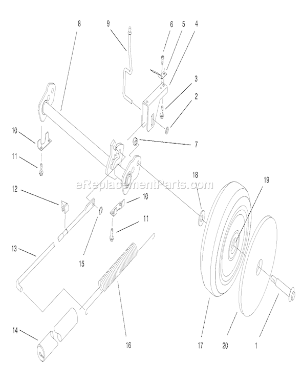 Toro 20803 (8900001-8999999)(1998) Lawn Mower Deck Suspension Assembly Diagram