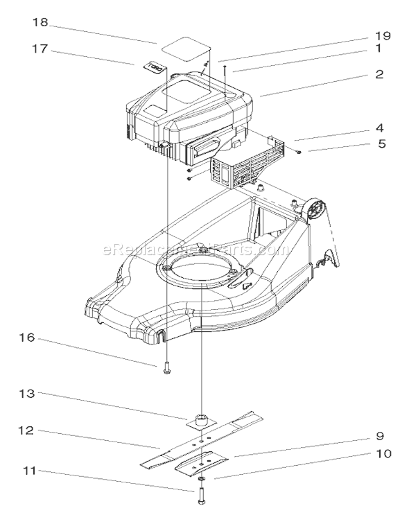 Toro 20805 (200000001-200999999)(2000) Lawn Mower Engine & Blade Assembly Diagram