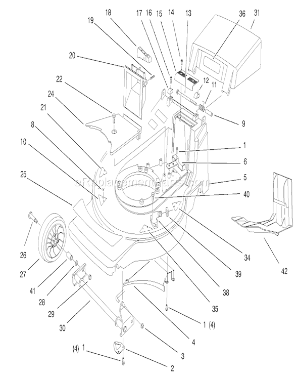 Toro 20808 (7900001-7999999)(1997) Lawn Mower Housing Assembly Diagram