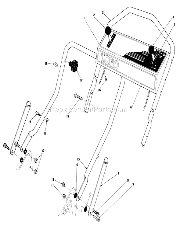 Toro 20810C (5000001-5999999)(1985) Lawn Mower Handle Assembly Diagram