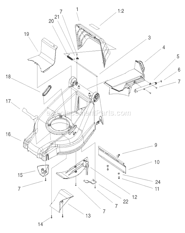Toro 20812 (200000001-200999999)(2000) Lawn Mower Deck, Kickers, & Recycler Plug Assembly Diagram