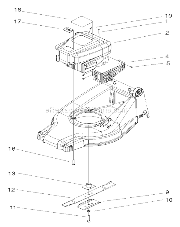 Toro 20812 (200000001-200999999)(2000) Lawn Mower Engine & Blade Assembly Diagram