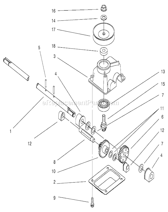 Toro 20813 (200000001-200999999)(2000) Lawn Mower Gear Case Assembly No. 99-6466 Diagram