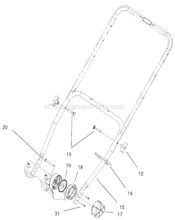 Toro 20814 (220000001-220999999)(2002) Lawn Mower Lower Handle and Control Assembly Diagram