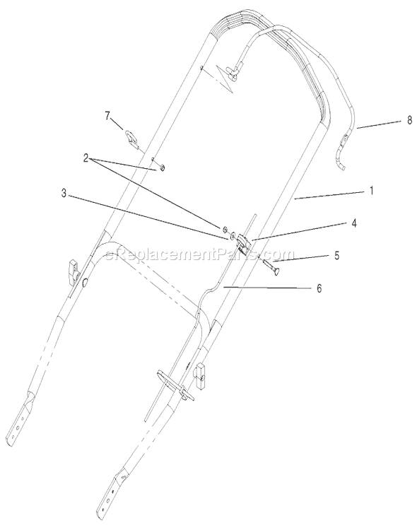 Toro 20814 (220000001-220999999)(2002) Lawn Mower Upper Handle and Control Assembly Diagram