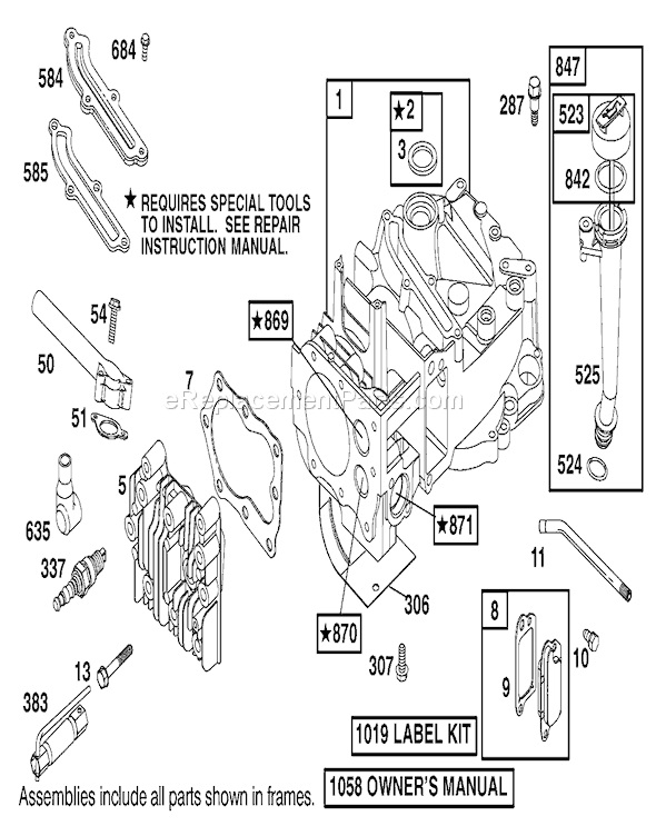 Toro 20814 (220000001-220999999)(2002) Lawn Mower Cylinder and Cylinder Head Assembly Briggs and Stratton Model 12f802-1770-B1 Diagram