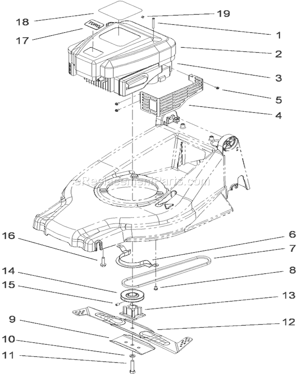 Toro 20817 (290000001-290999999)(2009) Lawn Mower Engine Assembly Diagram