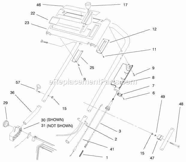 Toro 20823 (9900001-9999999) (1999) 48cm Recycler/rear Bagging Lawnmower Handle Assembly Diagram