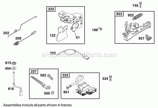 Toro 20826 (200000001-200999999) 48cm Recycler/rear Bagging Lawnmower, 2000 Governor Assembly Briggs and Stratton 123602-0152-E1 Diagram