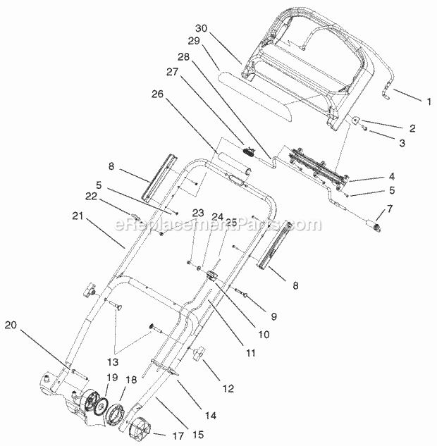 Toro 20826 (200000001-200999999) 48cm Recycler/rear Bagging Lawnmower, 2000 Self Propelled Handle and Controls Assembly Diagram