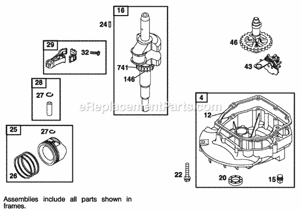 Toro 20826 (200000001-200999999) 48cm Recycler/rear Bagging Lawnmower, 2000 Crankcase and Crankshaft Assembly Briggs and Stratton 123602-0152-E1 Diagram