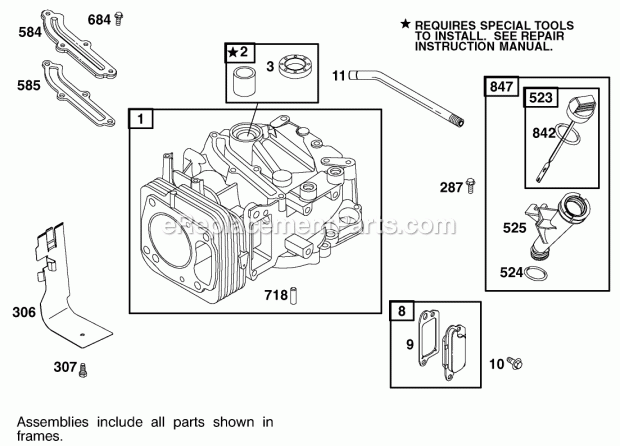 Toro 20826 (200000001-200999999) 48cm Recycler/rear Bagging Lawnmower, 2000 Cylinder Assembly Briggs and Stratton 123602-0152-E1 Diagram