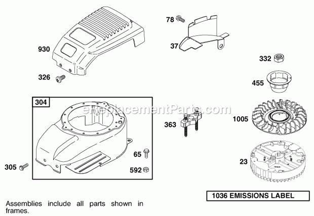 Toro 20826 (200000001-200999999) 48cm Recycler/rear Bagging Lawnmower, 2000 Flywheel Assembly Briggs and Stratton 123602-0152-E1 Diagram