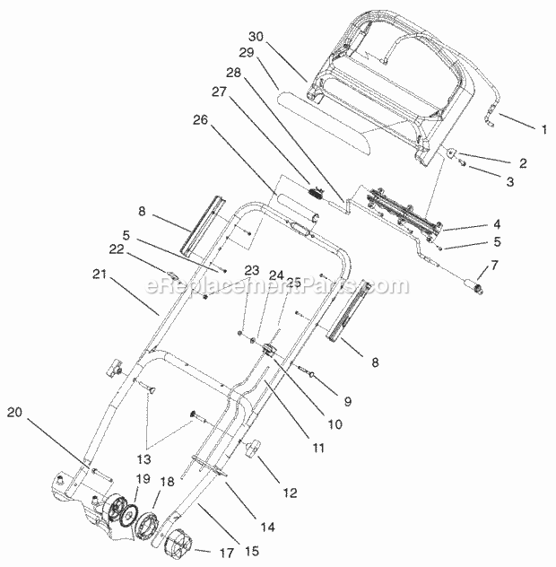 Toro 20827 (200000001-200999999) 48cm Recycler/rear Bagging Lawnmower, 2000 Self Propelled Handle and Controls Assembly Diagram