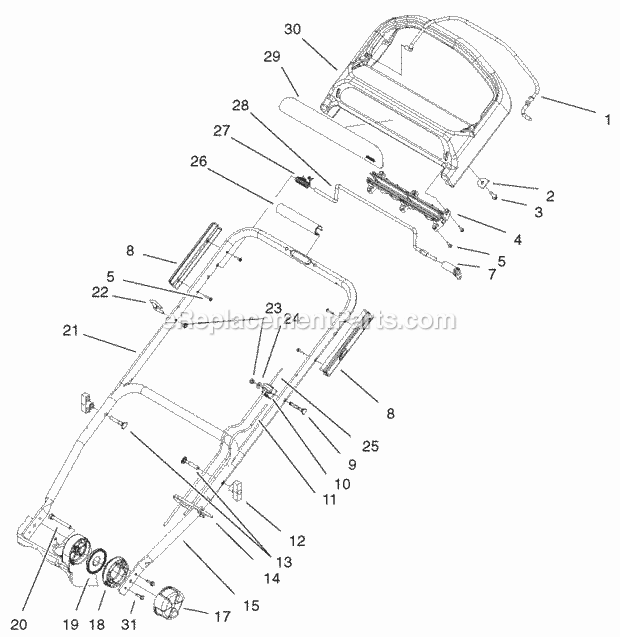 Toro 20829 (210000001-210999999) 48cm Recycler/rear Bagging Lawnmower, 2001 Self Propel Handle and Control Assembly Diagram