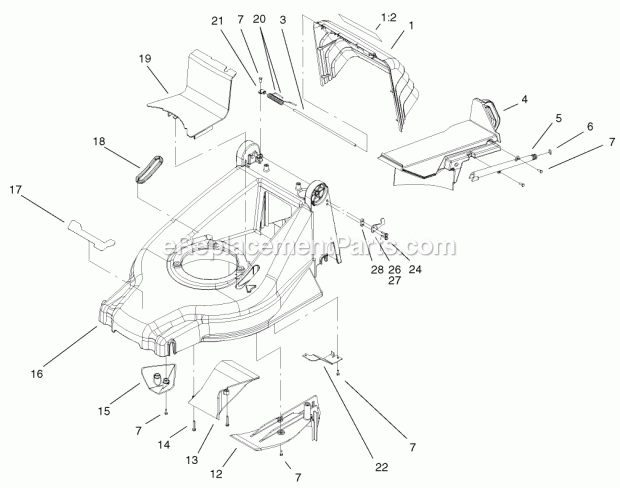 Toro 20829 (210000001-210999999) 48cm Recycler/rear Bagging Lawnmower, 2001 Deck, Kicker and Recycler Plug Assembly Diagram