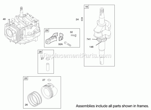 Toro 20832 (220000001-220999999) 48cm Recycler/rear Bagging Lawnmower, 2002 Crankshaft Assembly Engine Briggs and Stratton Model 122607-0116-E1 Diagram