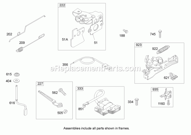 Toro 20832 (240000001-240999999) 48cm Recycler/rear Bagging Lawnmower, 2004 Governor Assembly Briggs and Stratton 122607-0116-E1 Diagram