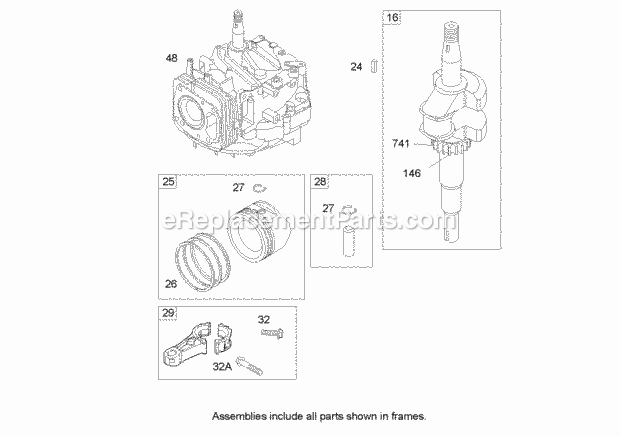 Toro 20832 (240000001-240999999) 48cm Recycler/rear Bagging Lawnmower, 2004 Crankshaft Assembly Briggs and Stratton 122607-0116-E1 Diagram